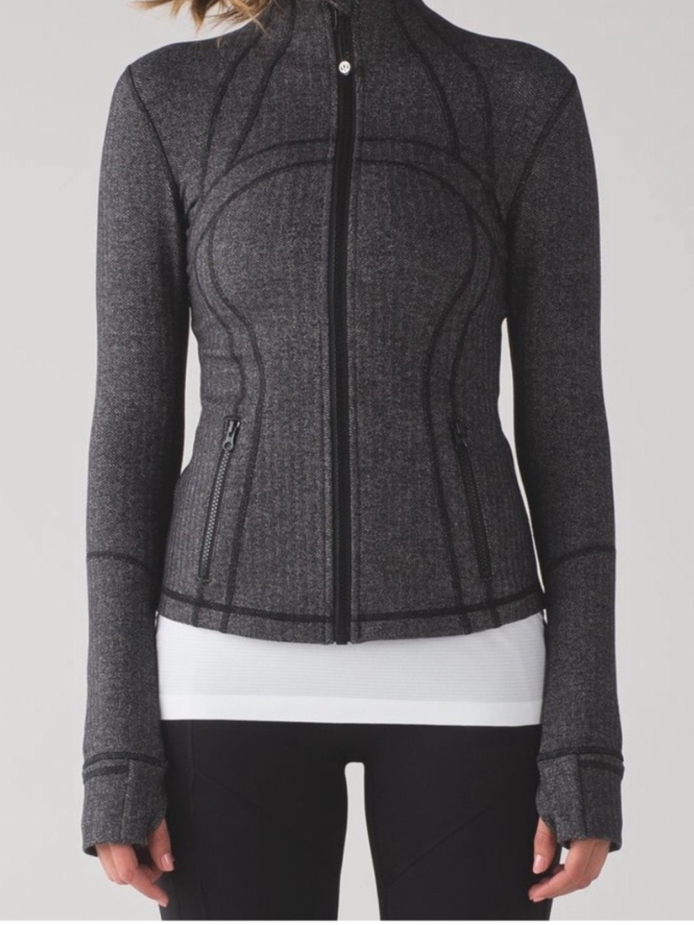 Lululemon Define Jacket Heathered Herringbone Gray Womens Size 4